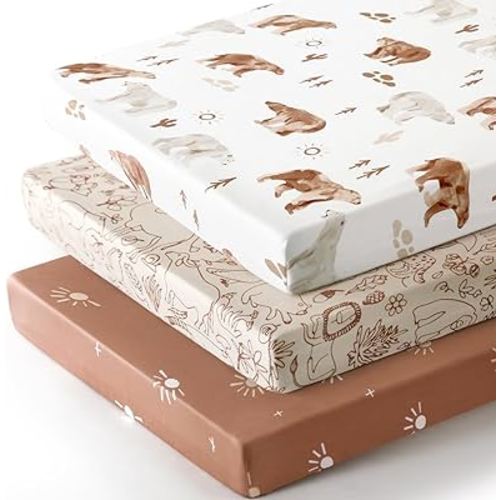 GRSSDER Fitted Pack N Play Sheets 3 Pack, Stretchy Ultra Soft Jersey Knit Portable/Mini Crib Sheets, Universal Fit for Pack N Play Pads Safe and Snug, Stylish Playard Sheets for Boys and Girls