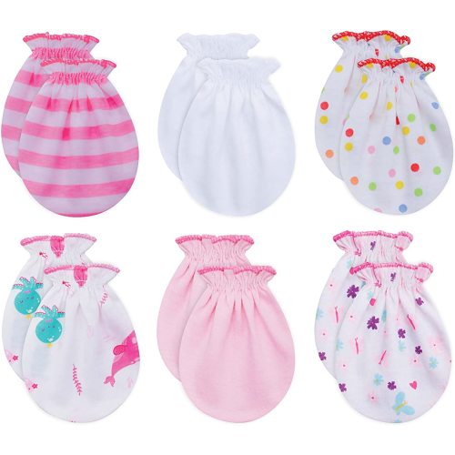RATIVE No Scratch Mittens and Caps 100% Cotton for Newborn Baby 0-6 Months Boys Girls