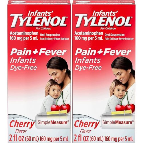 Tylenol Infants Oral Suspension, Dye-Free, Cherry, 2 Fl. Oz (Pack of 2)