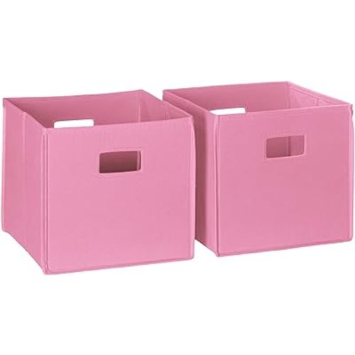 RiverRidge Folding Storage Bins with Handles Pink Cube Storage Organizer for Closet, Bedroom & Playroom - Closet Organizers and Storage Set of 2