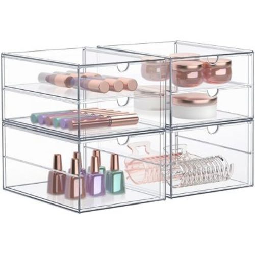 Sorbus 3 Drawers Acrylic Organizer For Makeup, Organization And Storage, Art Supplies, Jewelry, Stationary - 4 Pcs Clear Stackable Storage Drawers