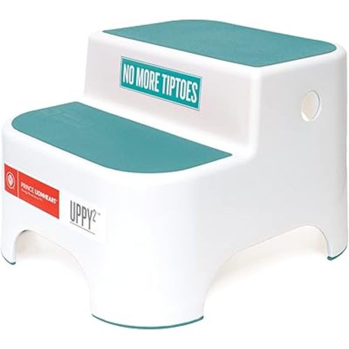 Prince Lionheart Dual Height UPPY2 Two Step Stool for Potty Training Kids and Toddlers to Wash Hands - Portable Non Slip Children and Toddler Stepping Stool for Toilet Bathroom or Kitchen (Glacier)