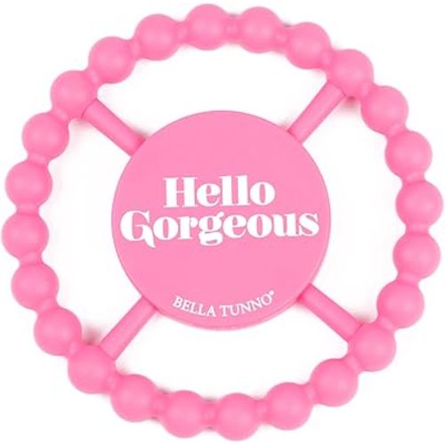 Bella Tunno Happy Teether – Soft & Easy Grip Baby Teether Toy, Silicone Teether Ring to Help Soothe Gums, Non-Toxic and BPA Free, Hello Gorgeous