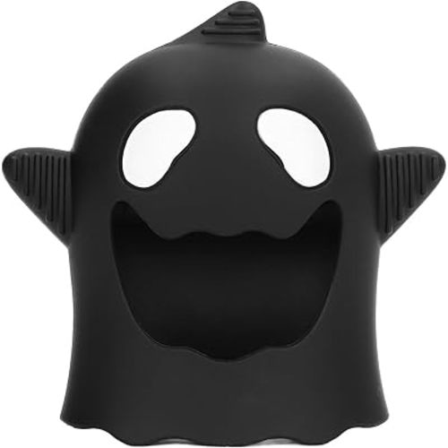 Never Drop Teething Toys for Babies, Baby Mitten Silicone Teether for Soothing Teething Pain Relief, Baby Chew Toys for Sucking Needs (Halloween Ghost-Black)