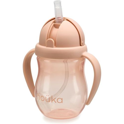 nouka Weighted Straw Cup with Click Top Lid | Leak Proof and Easy Grip | Soft Blush