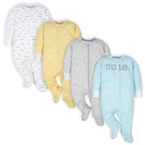 Gerber Baby Boys' Sleep 'n Plays With Mitten Cuffs - Sheep - 0-3 Months - 4-pack