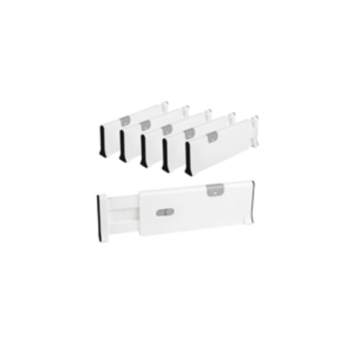 Drawer Dividers Pack of 6, Plastic Adjustable and Expandable Drawer Organizer Clothes, Deep Drawer Organizer, Works in Kitchen Utensils Organizer, Dresser Drawer Separators, 4'' High, 11-17.5'', White