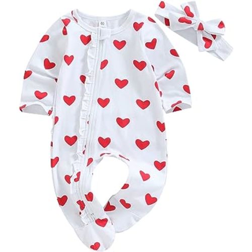 KOSUSANILL Newborn Baby Girl Christmas Outfit Infant Boy Long Sleeve Romper Footie Zipper Santa Trees Footed Jumpsuit