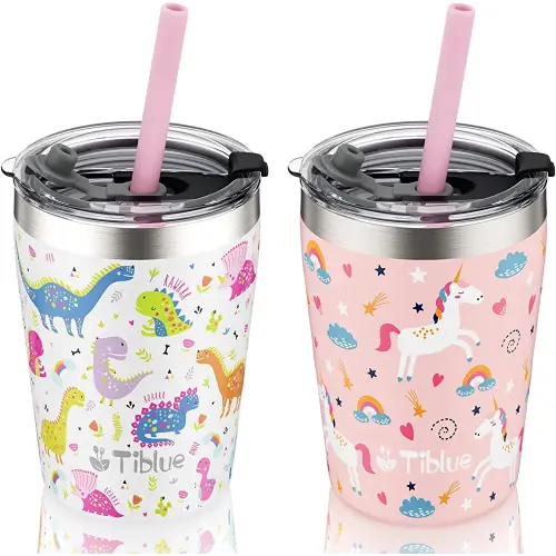 Vermida Kids Tumbler with Straw and Lid 4 Pack 8oz Spill Proof