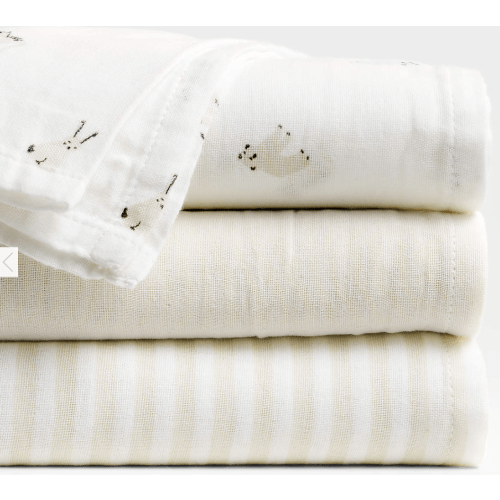 Supersoft Natural 100% Organic Cotton Gauze Sleepytime Baby Swaddle Blankets, Set of 3