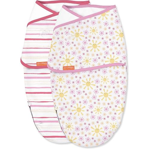 SwaddleMe Luxe Whisper Quiet Swaddle – Size Small/Medium, 0-3 Months, 2-Pack (You Are My Sunshine) Extra-Soft Newborn Swaddle Wrap With Silent Fabric Closure and Bottom Zipper for Diaper Changes