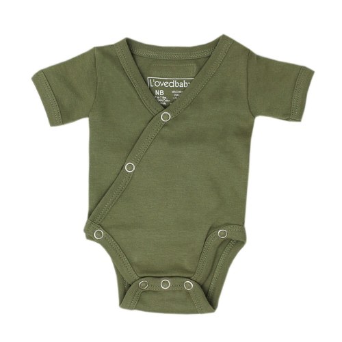 Organic Short-Sleeve Kimono Bodysuit in Sage