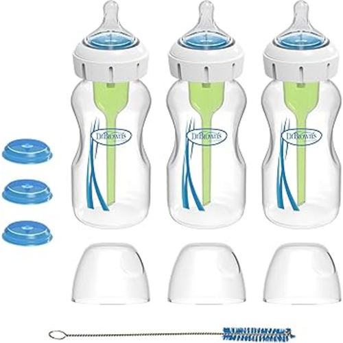 Dr. Brown’s Specialty Feeding System Wide-Neck Baby Bottles, Oral Feeding Solution for Preemies & Infants with Cleft Lip & Feeding Challenges, 9 oz/270 mL, 0m+ – 3-Pack