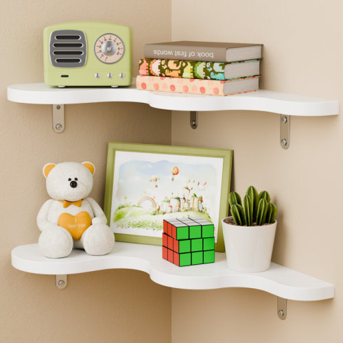 Hokku Designs Cute Cloud Shelves, Wavy Floating Corner Shelf, Cloud Corner Wall Shelves With Brackets, Cute Wall Shelves For Nursery Decor, Corner Shelves For Bedroom,living Room,bathroom&home Decor,white | Wayfair