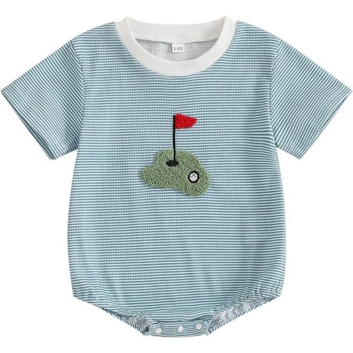 Baby Boy Girl Baseball Romper Newborn Bow Basketball Rompers Summer Casual Short Sleeve Embroidery Golf Bodysuits