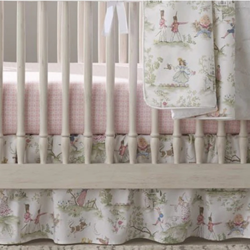 Nursery Rhyme Toile Gathered Crib Skirt 17" Drop – Liz and Roo