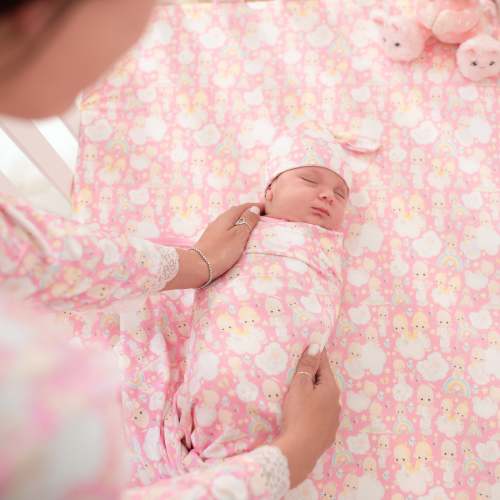 Precious Moments™ Pink Swaddle Beanie Set