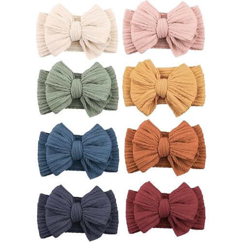 Niceye Handmade Baby Headbands Soft Stretchy Nylon Hair Bands with Bows for Newborn Infant Baby Toddler Girls