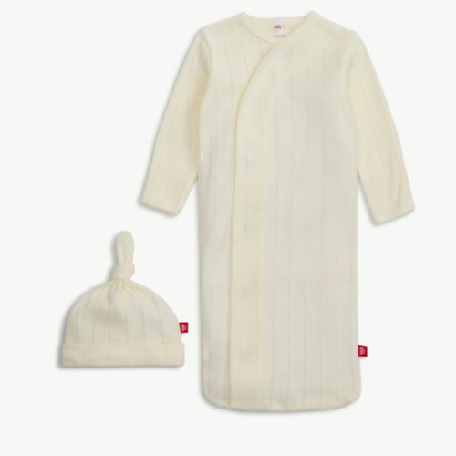 love lines tofu organic cotton pointelle magnetic cozy sleeper gown + – Magnetic Me