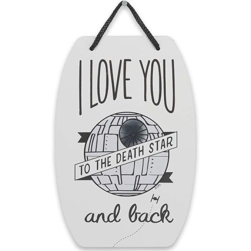 Star Wars I Love You To The Death Star and Back Hanging Metal Sign - Fun Star Wars Gift for Spouse, Friend or Child