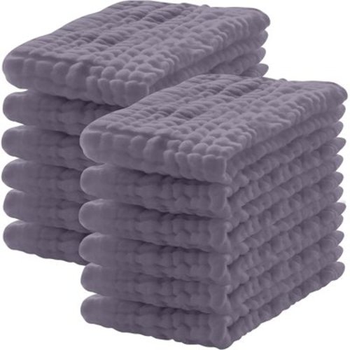 12 Pack Muslin Burp Cloths 100% Cotton Muslin Cloths Large 20''x10'' Extra Soft and Absorbent Baby Burping Cloth - White