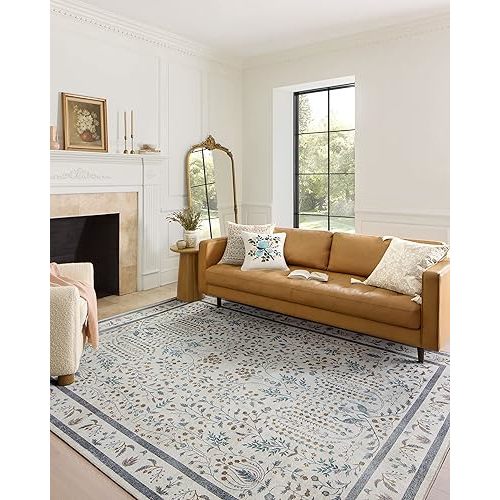Loloi Rifle Paper Co. Maison Collection MAO-05 Wisteria Cream 5'-0" x 7'-6", .19" Pile Height, Area Rug