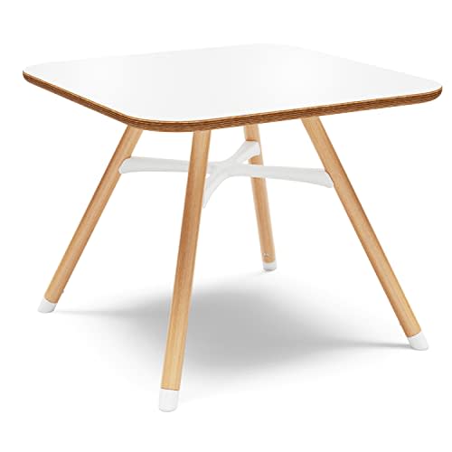 Lalo The Play Table, Wooden Preschool Table and Kids Activities Table with Easy to Clean Surface - Quick & Easy Set Up - Safe and Secure, 23 ⅝ x 23 ⅝ x 19 ⅛ in - Coconut