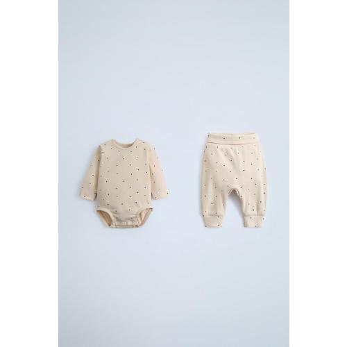 PACK OF POLKA DOT RIB BODYSUIT AND LEGGINGS - Ecru | ZARA United States