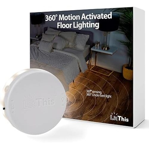 Under Bed Lights Motion Sensor Patented 360° Motion Activated Night Light for Under Bed Light. – No Installation, Easily positioned, dimmable, auto on/Off.