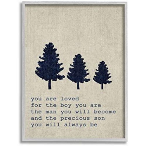 Stupell Industries You are Loved Son Trees Grey Framed Wall Art, 11x14, Design by Artist Daphne Poselli