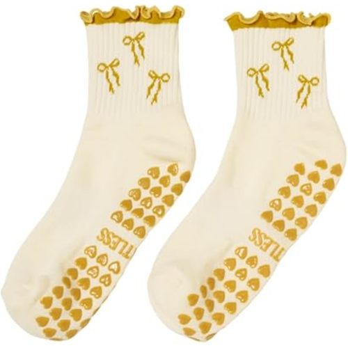 Shapes Studio Half Calf Grip Socks, Cute Fruit Pilates Socks, Ruffle Socks, Non-Slip for Barre Yoga