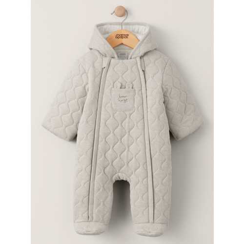 Mamas & Papas Natural Quilted Bear 100% Cotton Jersey Pramsuit