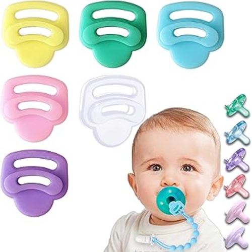 6 Pack Silicone Pacifier Clip Adapter Ring for Philips Avent Soothies, 100% Food-Grade Silicone Binky Clips Holder Adapter Rings Competible with Avent Soothie, BPA-Free Soft Flexible Safe Durable