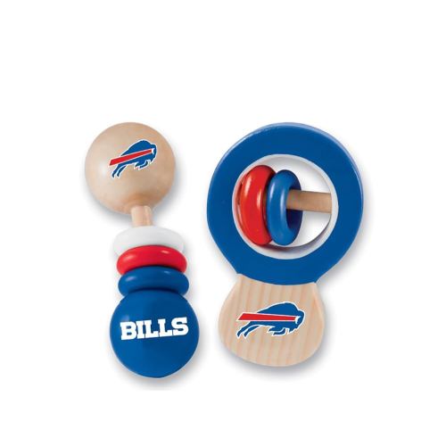 BabyFanatic Wood Rattle 2 Pack - NFL Buffalo Bills - Officially Licensed Baby Toy Set