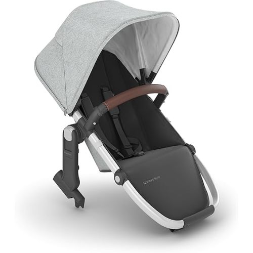 UPPAbaby RumbleSeat V2+ Second Lower Seat/Compatible with Vista V2 and Vista V3 / Adapters, Bumper Bar, Bug Shield Included/Stella (Grey Brushed Mélange/Silver Frame/Chestnut Leather)