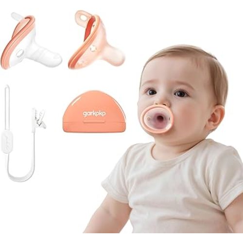 Baby Pacifiers with Pacifier Clip & Case, 2-Pack for Newborn Baby To 6 Month, Breast Like Pacifiers, Non-Touch Face, Food-Grade Silicone
