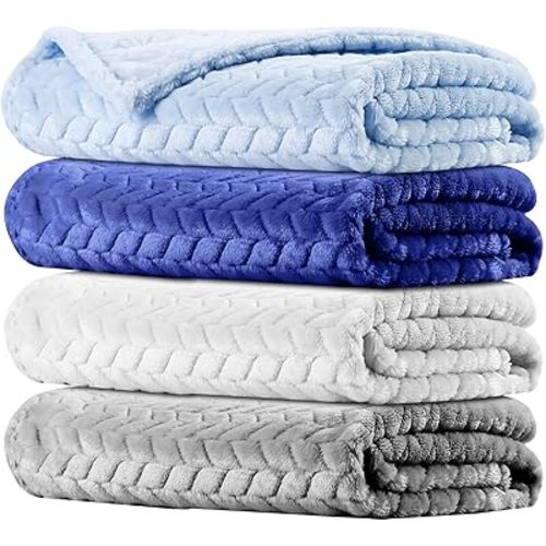 Chumia 4 Pcs Baby Blanket Flannel Cozy Throw Fuzzy Soft Warm Blanket for Newborn Sherpa Fluffy Blanket Crib Birthday Baby Shower(24 x 32 Inch,Multi Color)