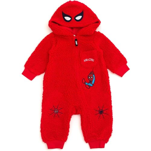 Marvel Avengers Spider-Man Baby Cozy Sherpa Zip Up Cosplay Coverall Newborn to Infant Sizes (Newborn - 24 Months)