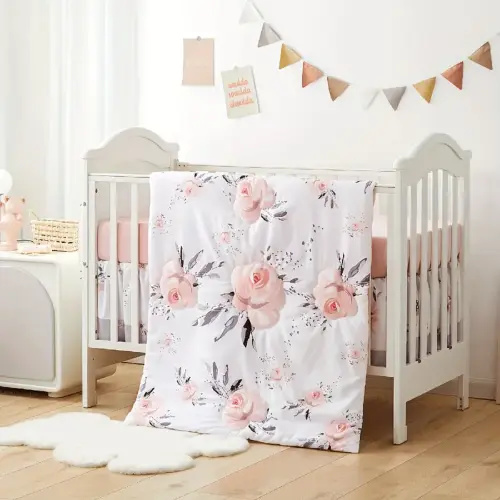 floral nursery bedding set infants 0 3 years machine - Temu