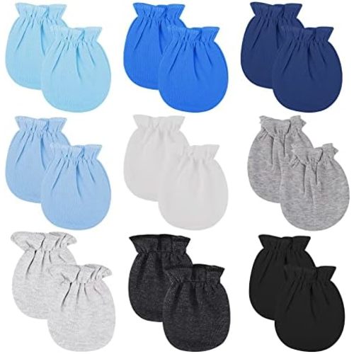9 Pairs Newborn Baby Mittens Cotton Mittens for Infant Toddler No Scratch Baby Gloves Mittens for 0-6 Months Baby(9 Colors)