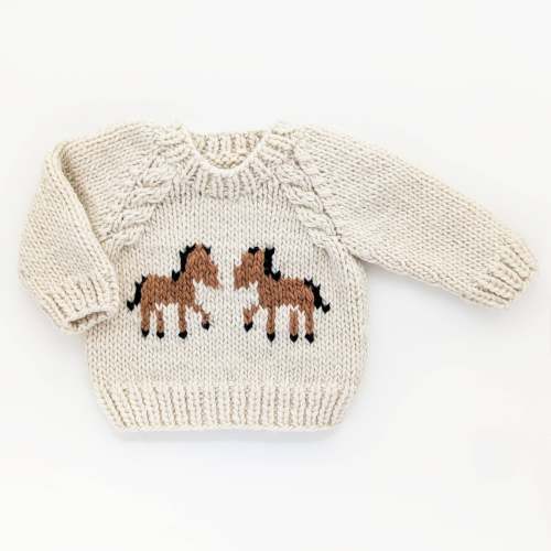 pony handknit sweater (cream)