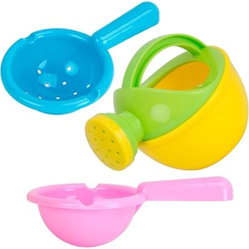 Bath Toys for Kids Ages 3+, Kids Bathtub Toys Water Toys Swimming Pool Toys, Kids Small Watering Can Bath Toys with 2 Bathing Spoons, 3 Pack Shower Toys for Kids Bath Time Fun (Green)