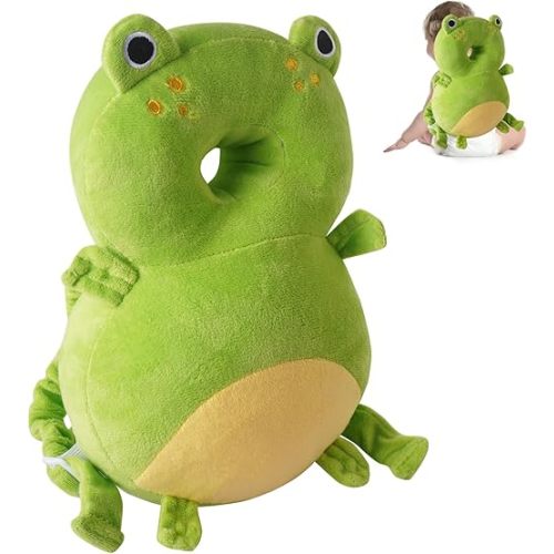 Baby Head Protector Backpack, Toddler Toddler Head Protector, Toddler Head Protector Padded Backpack Elasticated Carrier Wear (Frog)