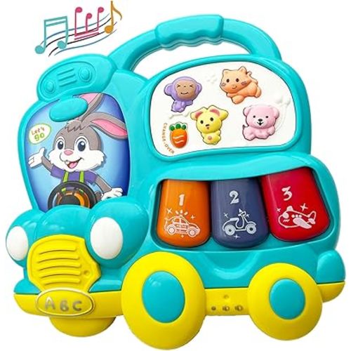 Baby Piano Toy, 6-12 Months Light Up Music Baby Toys For0 3 6 9Months, Early Education Puzzle Boys Girls Gifts (Car)