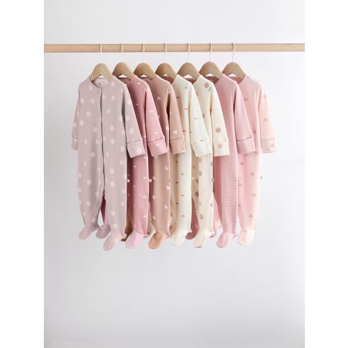Pink 7 Pack Baby Sleepsuits (0mths-3yrs)