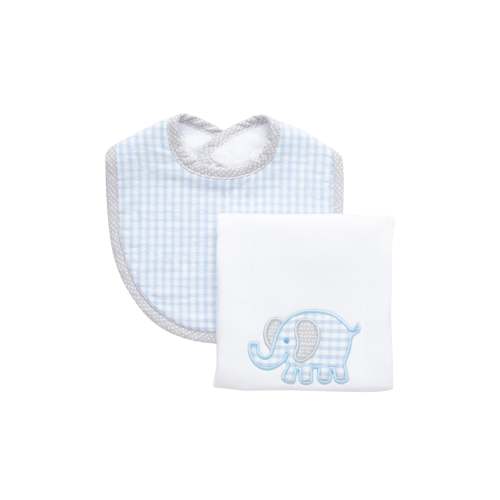 Elephant Basic Bib & Burp Boxed Set, Blue