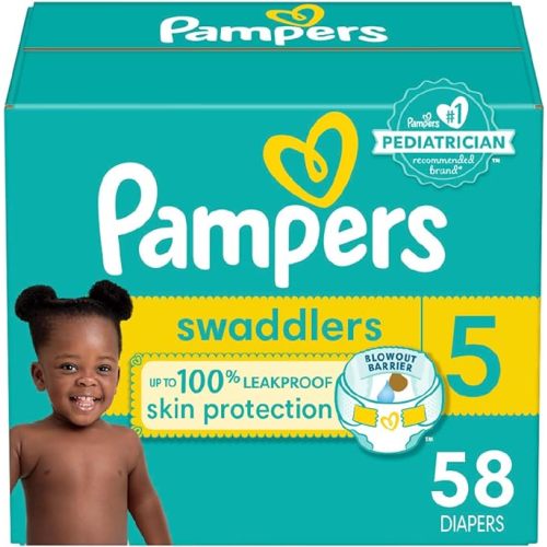 Pampers Swaddlers Diapers - Size 5, 58 Count, Ultra Soft Disposable Baby Diapers
