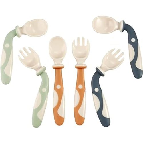 PandaEar Baby Bendable Spoons and Forks set 6 Pack| Training Learning Self-Feeding Baby Spoons First Stage for Kids Toddlers Children and Infants| BPA Free| Easy Grip Fork Tableware