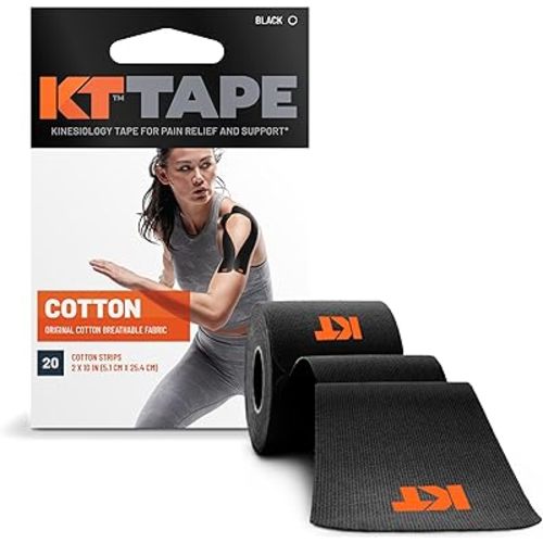 KT Tape, Original Cotton, Elastic Kinesiology Athletic Tape, 20 Count, 10” Precut Strips
