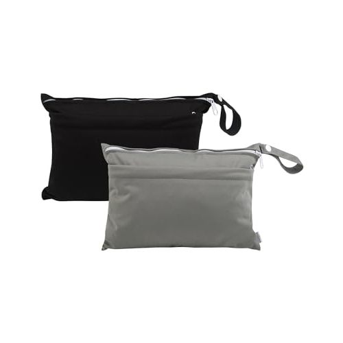 babygoal Wet Dry Bags for Baby Cloth Diapers, Washable Travel Bags, Beach, Pool, Gym Bag for Swimsuits & Wet Clothes with Two Zippered Pockets 2 Pack Small Size 2LNS01